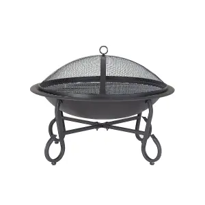 Charles Bentley 56cm Round Outdoor Garden Patio Fire Pit Heater Open Bowl Black