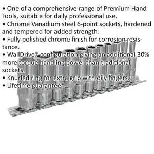 11 PACK - DEEP Socket Set - 1/4" Imperial Square Drive - 6 Point Sockets TORQUE