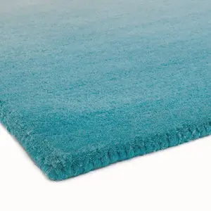 Blue Handmade , Luxurious , Easy to Clean Modern , Plain , Wool Rug for Living Room, Bedroom - 70 X 240 (Runner)