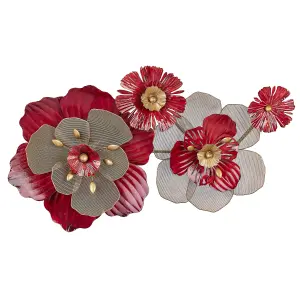 Wall Decor SCANDIUM Metal Floral Red