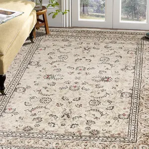 Cream Floral Traditional Rug - Jersey