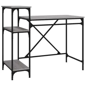 Berkfield Desk with Shelves Grey Sonoma 105x50x90 cm Engineered Wood&Iron