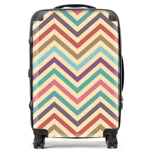 Geometric Vintage Colored Chevron Pattern Suitcase - Medium