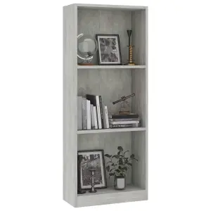 Berkfield 3-Tier Book Cabinet Concrete Grey 40x24x108 cm Engineered Wood