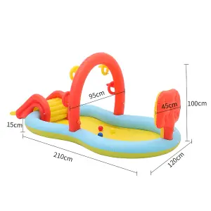 Livingandhome Inflatable Ring Ball Toss Play Center Wading Pool with Slide