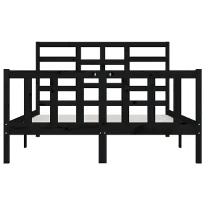 Berkfield Bed Frame Black Solid Wood Pine 120x200 cm