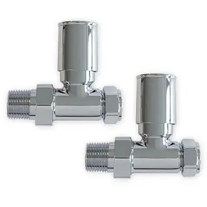 Pair Of Round Chrome Straight Radiator Valves