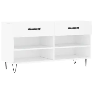 Berkfield Shoe Bench White 102x35x55 cm Engineered Wood