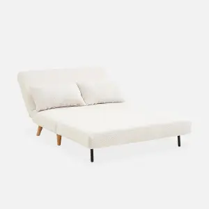 sweeek. 2-seater scandi-style folding sofa bed Guesta boucle Off-White Boucle 120x89x80 cm