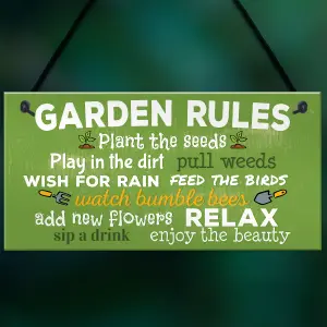 Red Ocean Garden Rules Relax Novelty Hanging Plaque SummerHouse Sign Garden Shed Friendship Gift