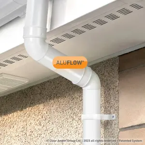 Aluflow White Round 112° Offset Downpipe bend, (Dia)74mm