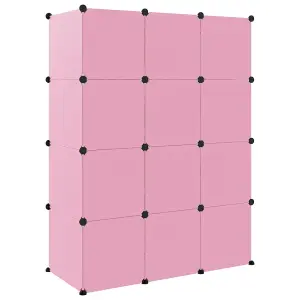 Berkfield Cube Storage Cabinet for Kids with 12 Cubes Pink PP