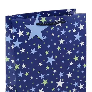 Eurowrap Stars Gift Bag (Pack of 12) Blue (L)