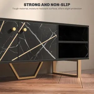 HOMCOM TV Unit for Living Room, TV Stand, Black Marble