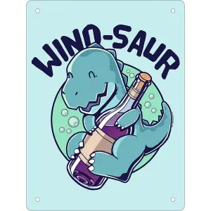 Grindstore Wino-Saur Tin Mini Plaque Light Blue (20cm x 15cm)