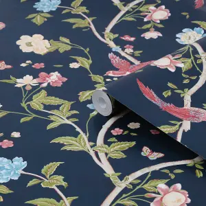 Laura Ashley Summer Palace Blue Trail Smooth Wallpaper