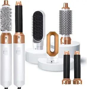 (5 in 1 Hair Styler Airwrap Air Styler With Hot Air Brush Hair Dryer, Straighteners Wrapper (White Gold)) 5 in 1 Hair Styler Airwrap Air Styler With