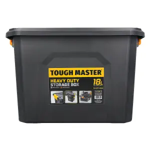 TOUGH MASTER Storage Box Heavy Duty Stackable Plastic Box Chest Organiser for Tools, Toys, Camping Gear - 18 Litres (TM-UPT-4034)