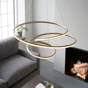 Luminosa Imola Pendant Ceiling Light Satin Gold Paint & White Silicone