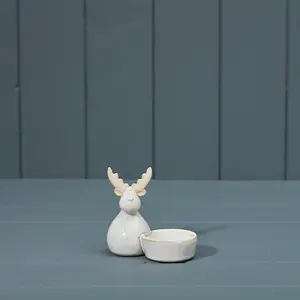 The Satchville Gift Company Ceramic Reindeer Tealight Holder