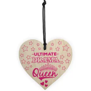 Red Ocean Ultimate Drama Queen Novelty Wooden Hanging Heart Plaque