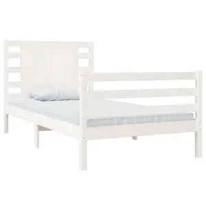 Berkfield Bed Frame White Solid Wood Pine 100x200 cm