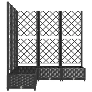 Berkfield Garden Planter with Trellis Black 120x120x121.5 cm PP