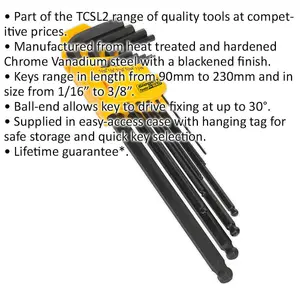 Professional 9-Piece Extra-Long Ball-End Hex Key Set for Precision Work