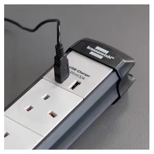 Brennenstuhl 4 Gang Extension Lead with Surge Protection to 60,000A and USB  Ports