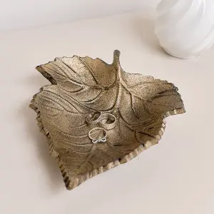 Melody Maison Rustic Bronze Leaf Trinket Tray Dish