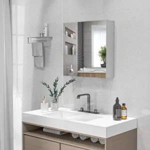 kleankin Wall Mounted Bathroom Storage Cupboard W/ Mirror and Shelf, White