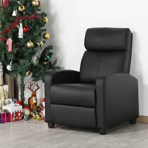 Yaheetech Black PU Leather Recliner Chair with Pocket