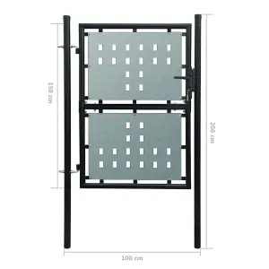 Berkfield Black Single Door Fence Gate 100 x 200 cm