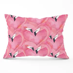 Watercolour Flamingo Hearts Cushions 33cm x 48cm