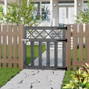 3x3ft Outdoor Grey Cross Top Garden Wooden Gate Fence Patio Gate