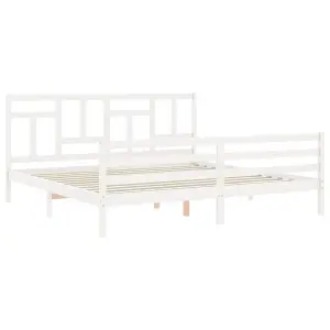 Berkfield Bed Frame with Headboard White 200x200 cm Solid Wood