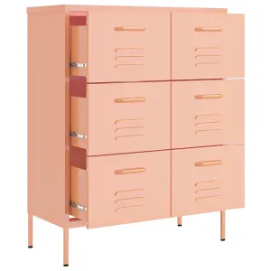 Berkfield Drawer Cabinet Pink 80x35x101.5 cm Steel