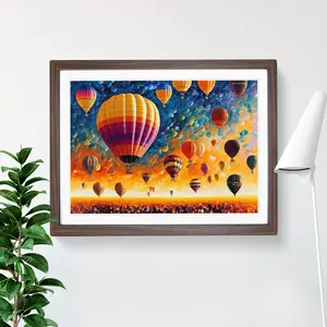 XH1022-6633X Hot Air Balloons Vol.3 Abstract - Single Picture Frame Painting Walnut / 46cm H x 64cm W x 2cm D