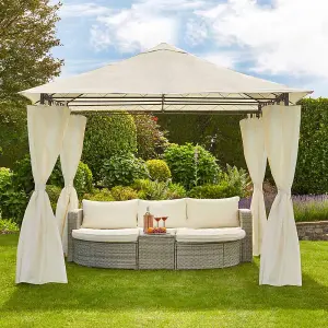 Metal Garden Gazebo Outdoor Party Marquee Tent Water Repellent with Detachable Curtains 3x3m