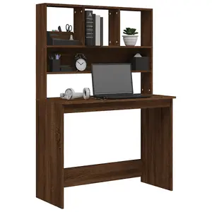 Berkfield Desk with Shelves Brown Oak 102x45x148 cm Engineered Wood