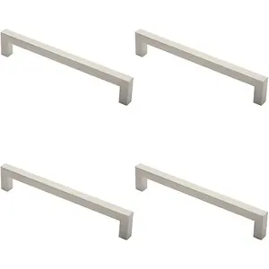 4x Square Mitred Door Pull Handle 319 x 19mm 300mm Fixing Centres Satin Steel