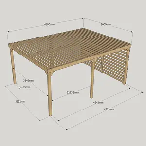 Shade Pergola - Wood - L360 x W480 cm - Rustic Brown