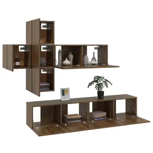 Berkfield 7 Piece TV Cabinet Set Brown Oak Engineered Wood