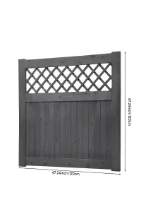 Grey Coated Rhombus Design Fence Gate with Latch, Durable Garden Gate 120cm x 120cm