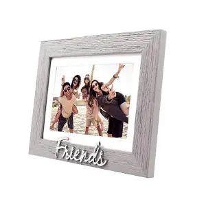 Grey Woodgrain Effect Friends Picture Frame with Silver Letters - 6x4 or 7x5