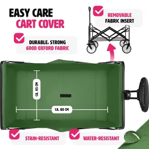 Garden Trolley Leon - foldable, with brakes, fabric insert, 2 pockets, bag - green