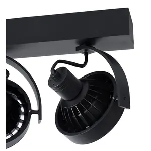 Lucide Dorian Modern Twin Ceiling Spotlight - LED Dim to warm - GU10 - 2x12W 2200K/3000K - Black