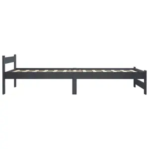 Berkfield Bed Frame Dark Grey Solid Pine Wood 100x200 cm