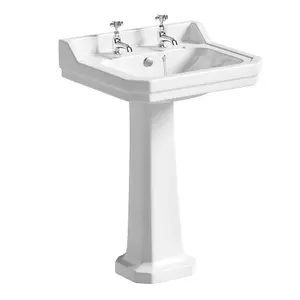 Violet Traditional White Close Coupled Toilet & Full Pedestal Basin Set