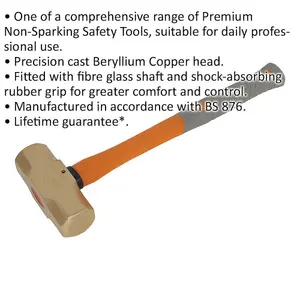 4.4lb Non-Sparking Sledge Hammer with Shock Absorbing Grip and Fiberglass Shaft